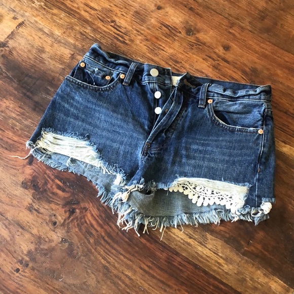 We The Free Destroyed Denim Button Up Shorts - Picture 11 of 11